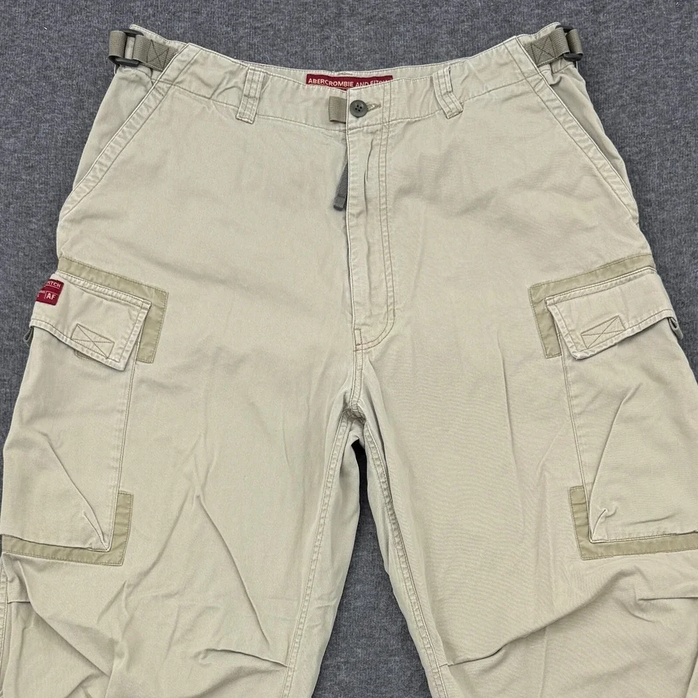 Vintage Abercrombie & Fitch Mens Large 32x30 Beige Cargo Pants Baggy Y2K T-2083